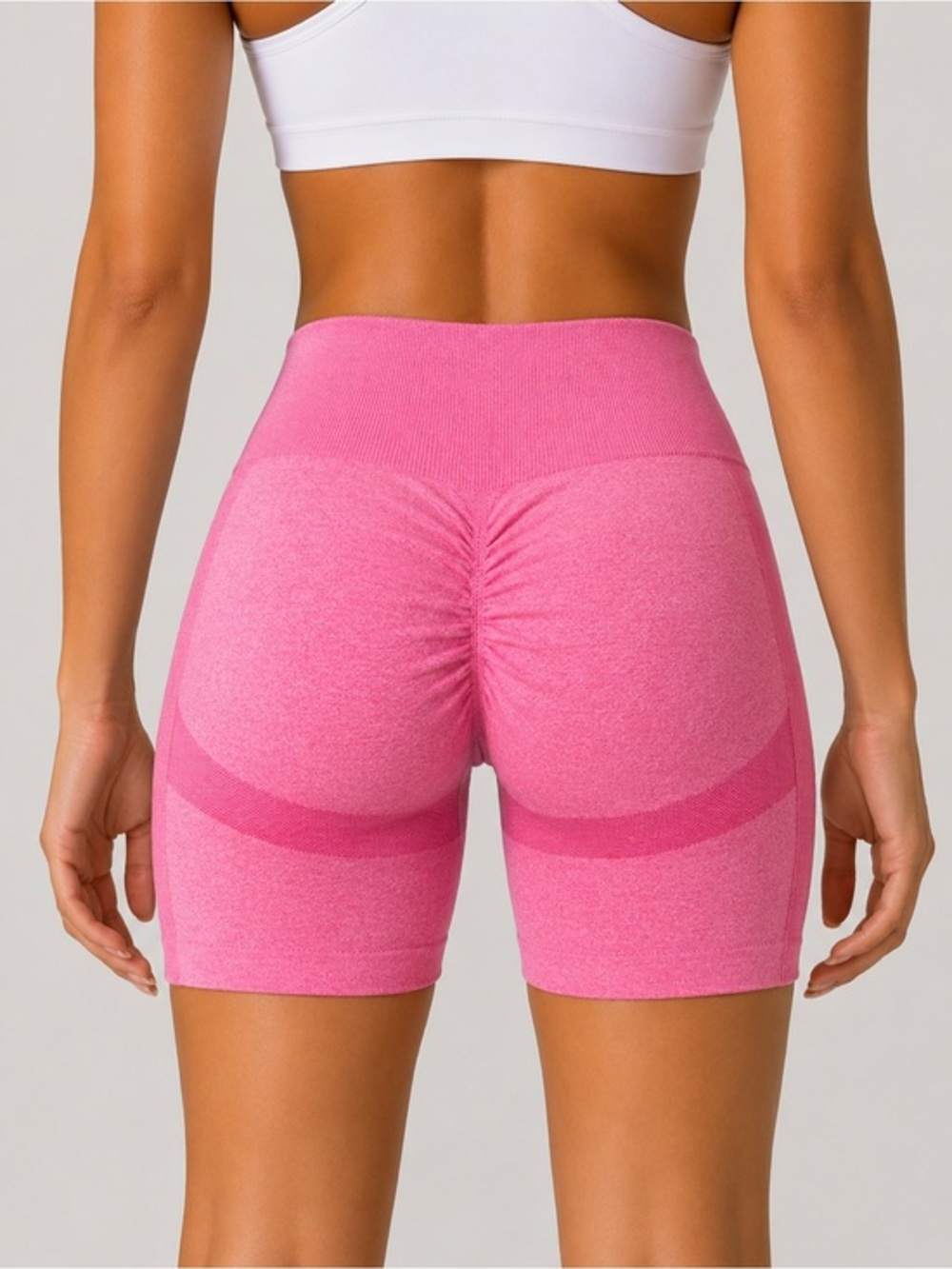 Seamless Pink Bike Shorts with Scrunch Back